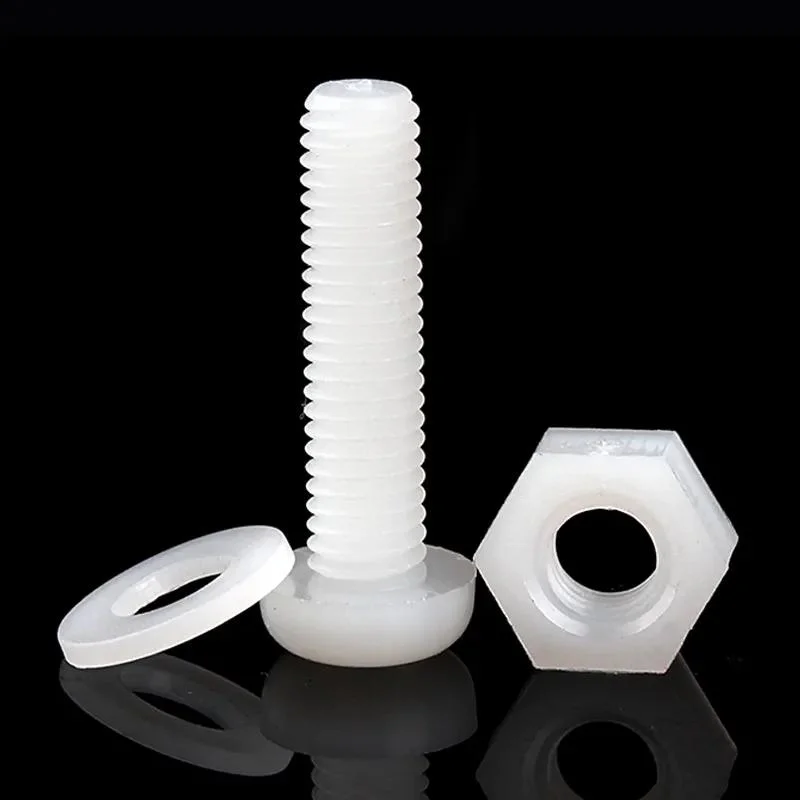 Nylon PA6 Hexagon Bolt and Nut Flat Washer Combination Three Sets of Nylon PA66 Insulation Plastic Screw