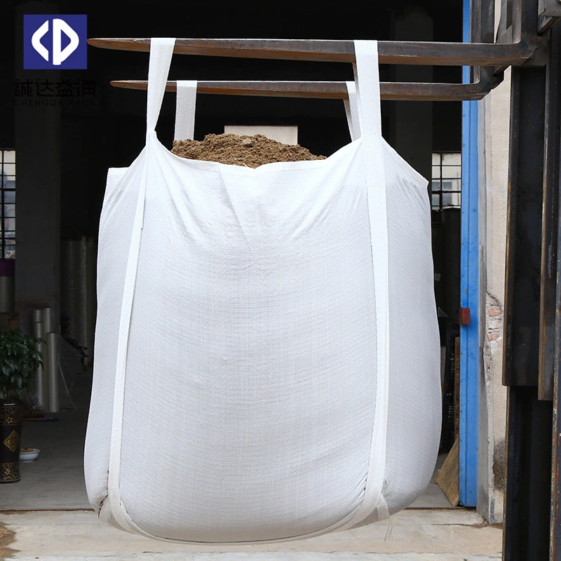 White Polypropylene Woven 1 Ton 1000kg Big Container Bulk FIBC Bag for Sand Stone Fish Chicken Cattle Feed Food Chemical Industry Agriculture Grain Corn