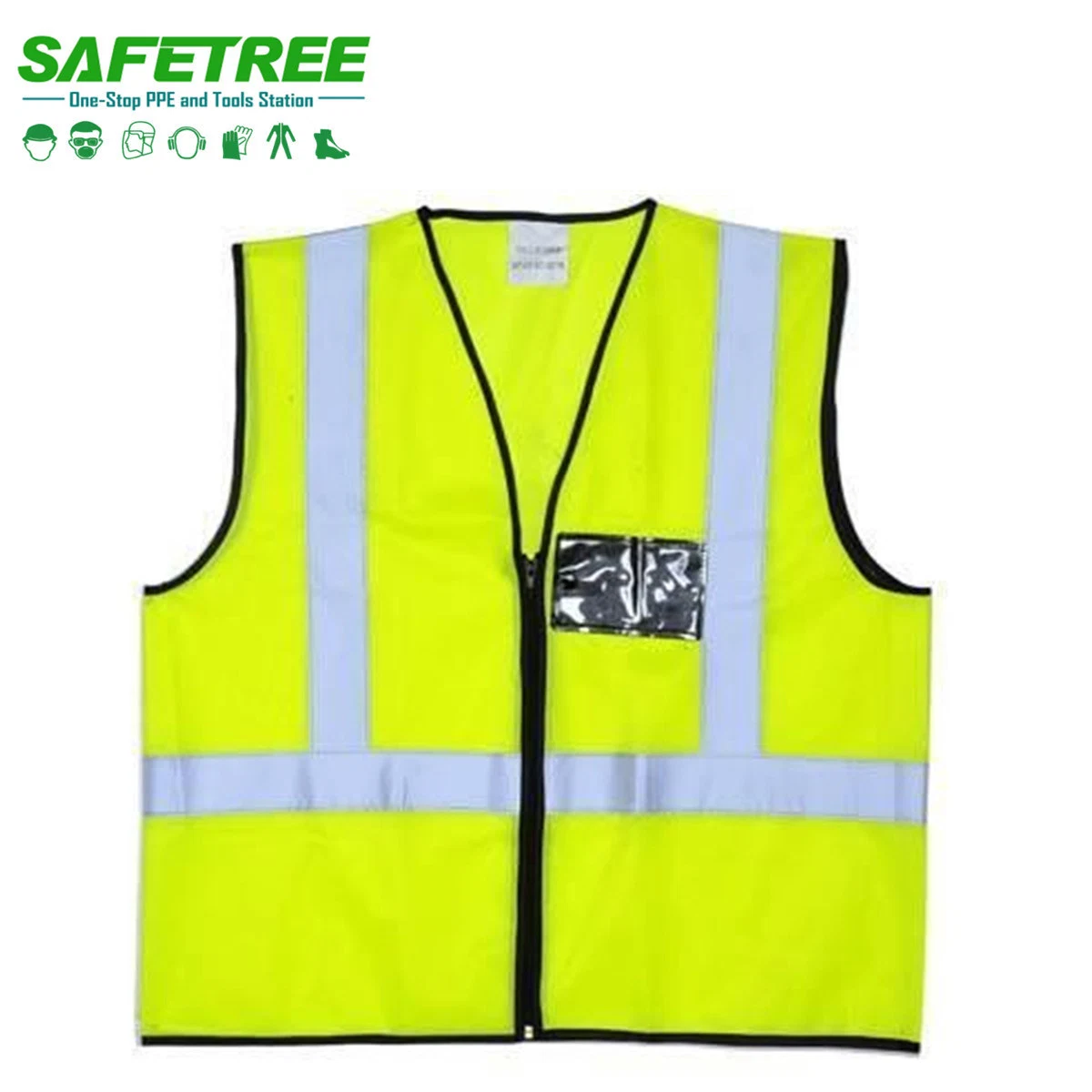 Safetree 120 GSM Safety Reflective Vest with ID Pocket and High Reflective Tapes PPE Vest CE En 20471