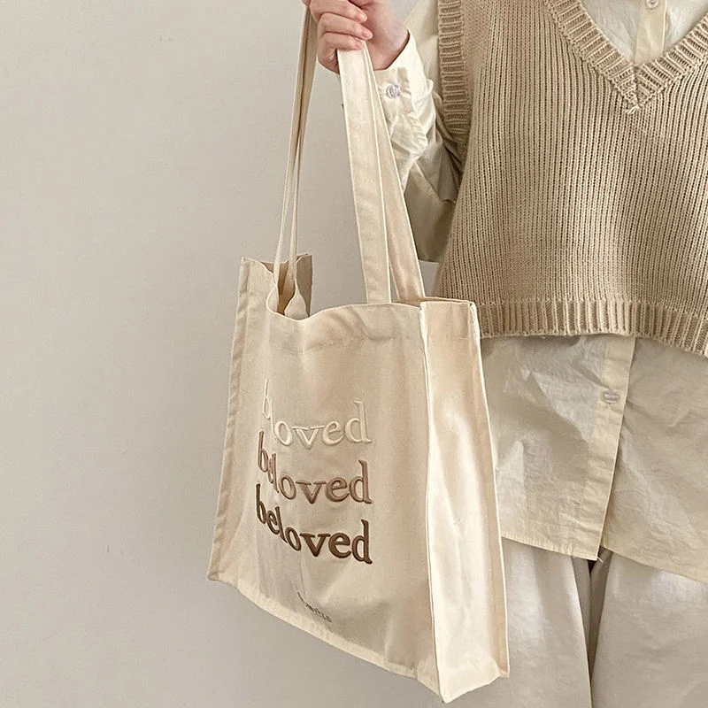 Custom Cotton Canvas Embroidery Tote Bag Women Tote Bag