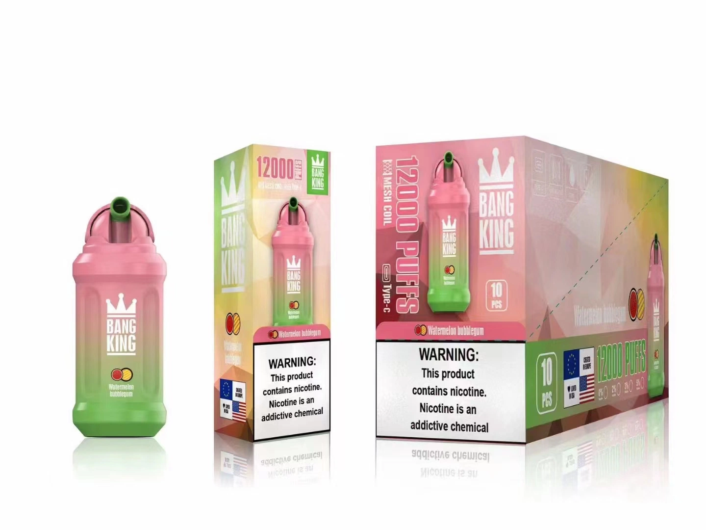 Boîte de bouffée d'origine 12000 Bang Vape stylo jetable King énorme bouffée Vape Pen 12K 23ml de jus d'Vape Pre-Filled 650mAh Kit Randm Rechargerable Puff Vape Bar