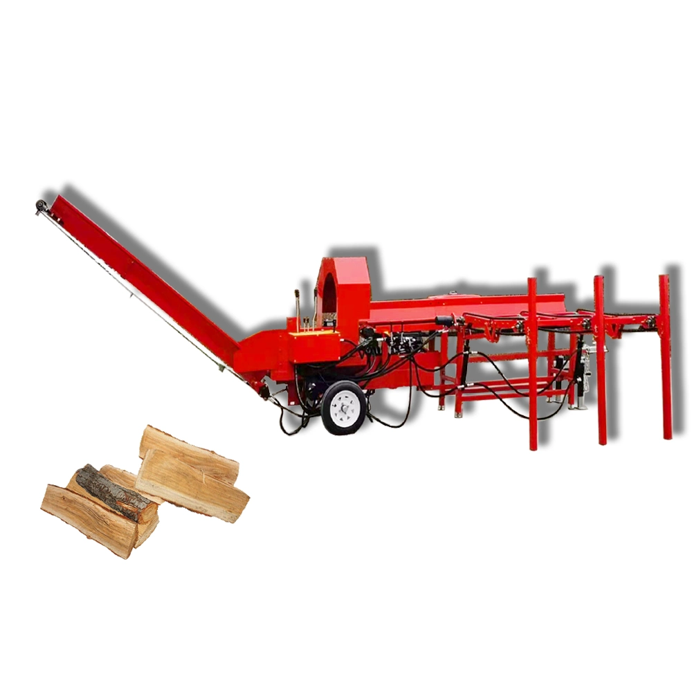 Petrol Engine 30t Diameter 400mm Manual Operated Firewood Processor with CE Certificate and Conveyor