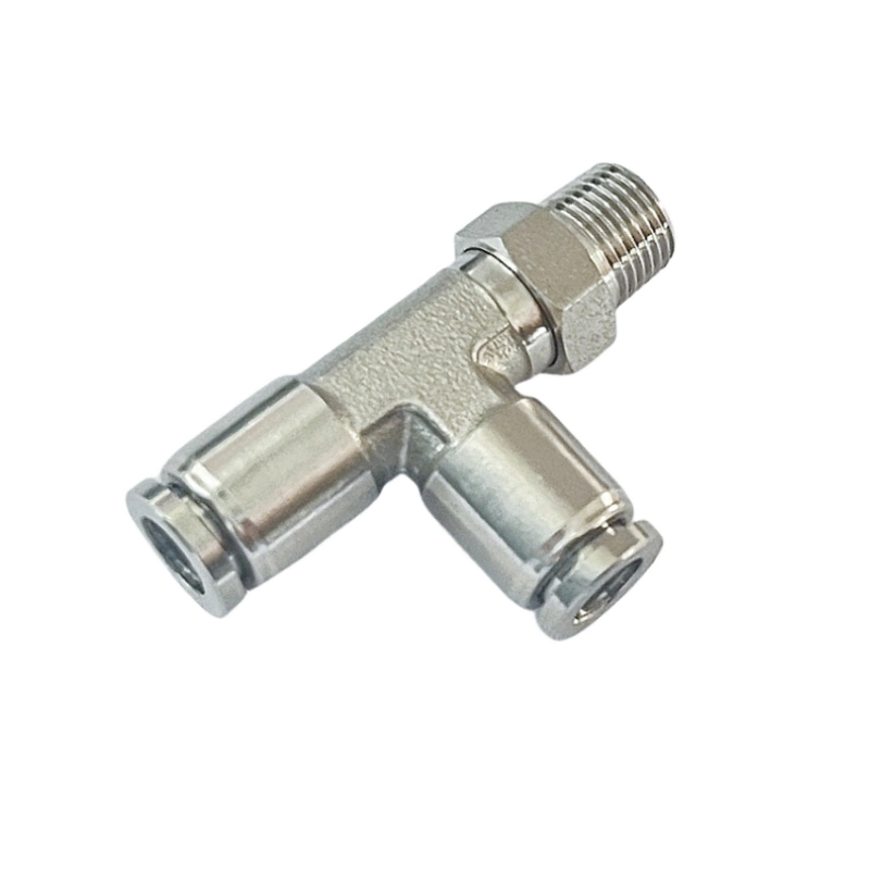 Male Branch Tee Stainless Steel Inox SS316L Pneumatic External Thread Push in Fittings