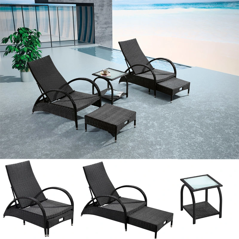 Wicker Recline Sun Lounger Patio Garden Furniture Lounger Sets