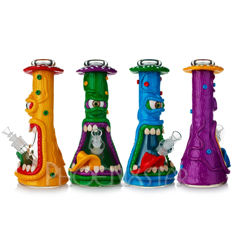 12.5 Inches Hookah Water Pipe 7mm Thick 3-D Hand Painting Mixed Colors Glass Smoking Water Pipe High Quality