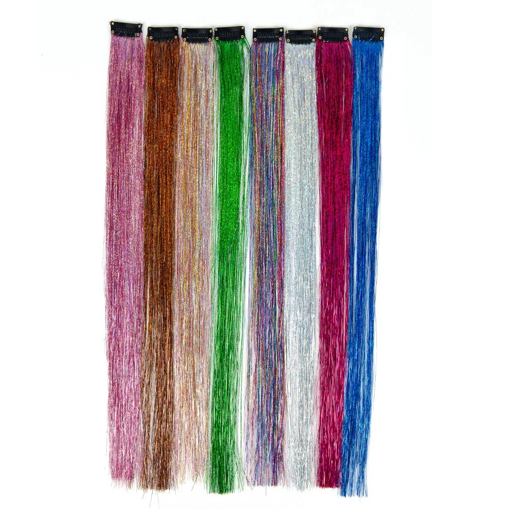 Alileader Best 15 colores niños Tinsel Braiding Cabello 19,5inch largo Pelo con Tinsel brillante para Cosplay