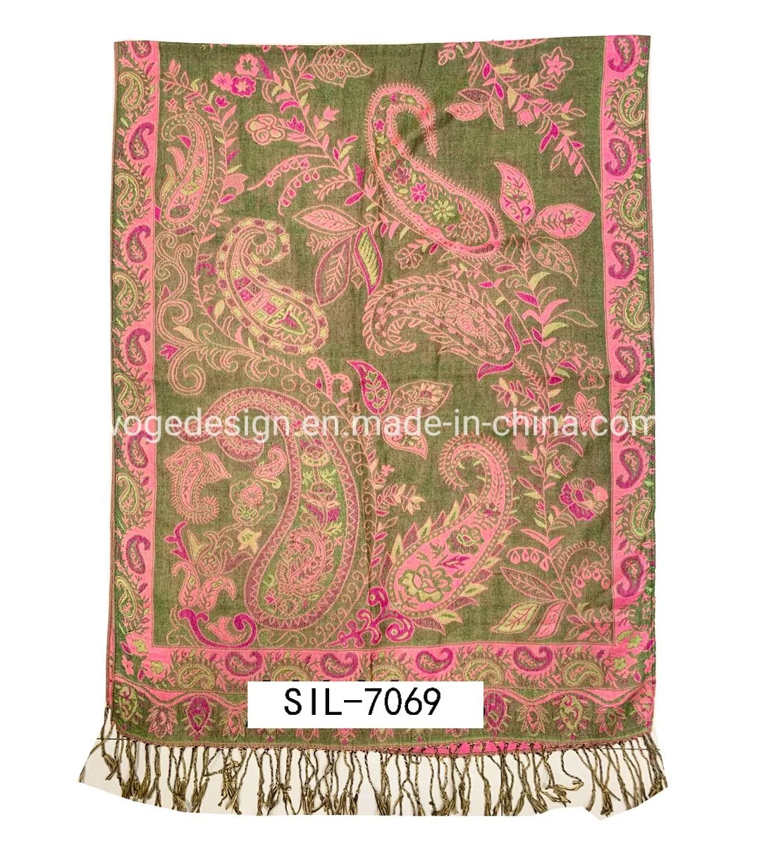 Fashion Bulk Buy Jacquard Flower Viscose Blend Polyester Yarn Pashmina Shawl