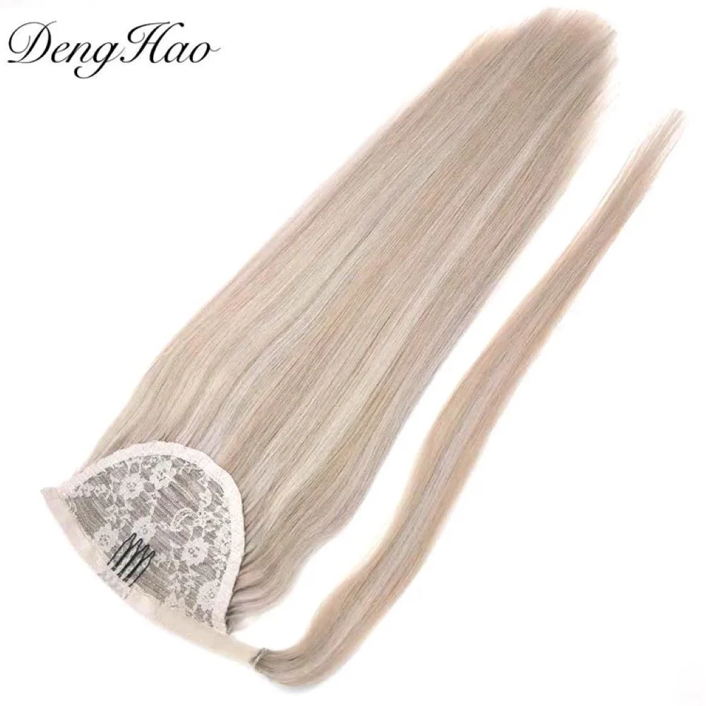 Piano Color Ponytail Hair Extensions Human Hair Wrap Around Hairpiece