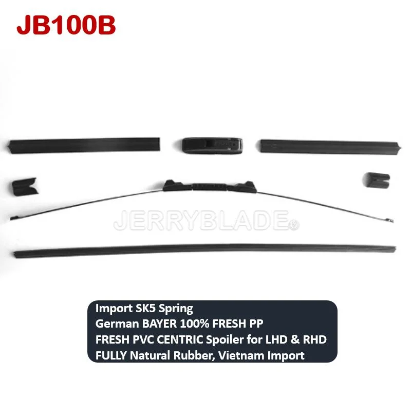 Universal Windshield Wiper Blade Soft Frameless Type Multi Fit Adaptors Windscreen Wipers Jb100b 12''-32'' Best Seller Factory Supply Premium Quality