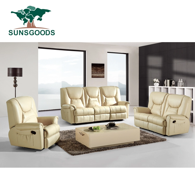 Sillones de cuero auténtico placer Sofá moderno salón transversal de madera Muebles de hogar