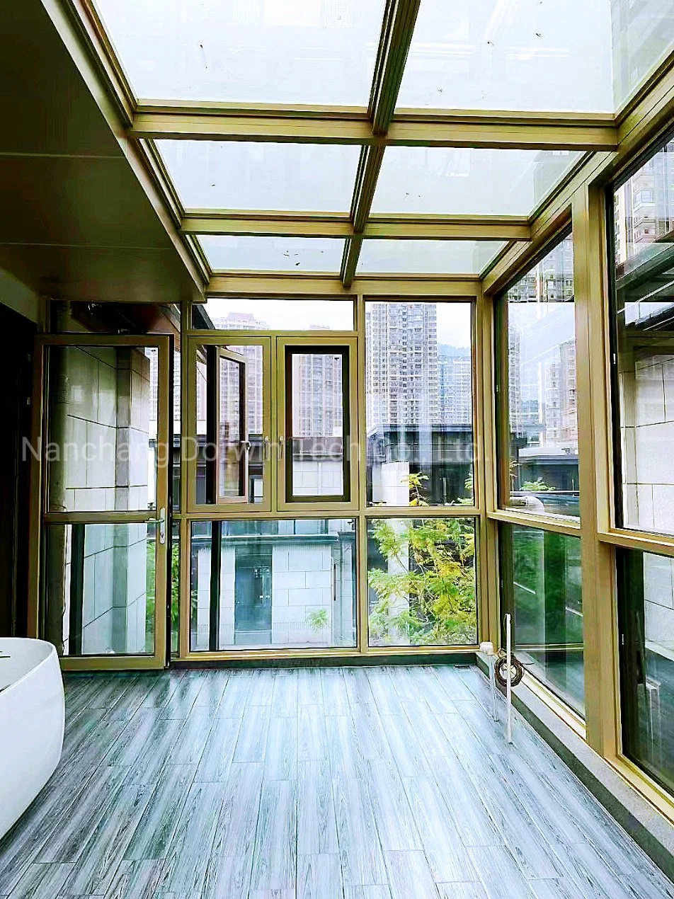 High End Customized Golden Color Aluminum Glass Balcony Enclosures House