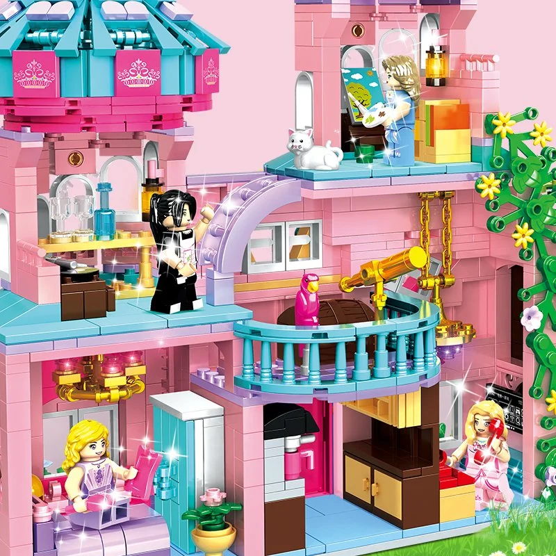 Os brinquedos Woma 2022 Natal prendas de aniversário 1586PCS Girl Castle Villa Trevi Conjunto quebra-tijolos pequenos blocos de construção de bricolage definida