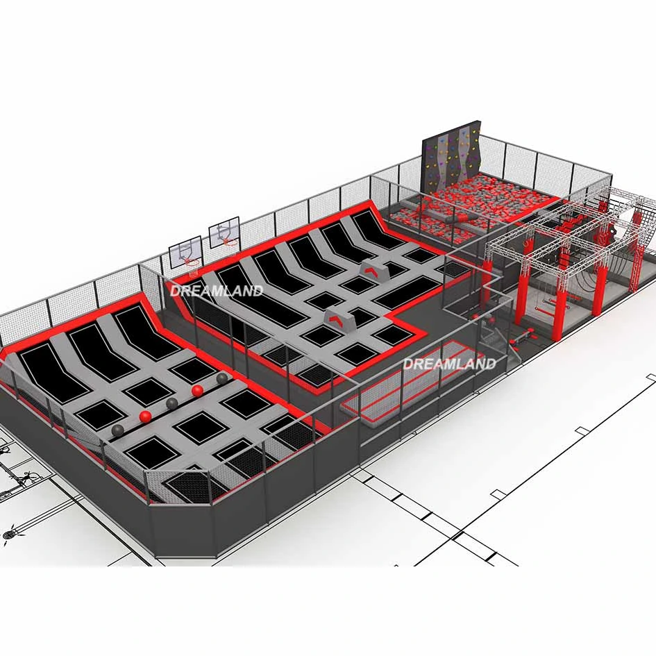 Neuer großer Indoor Trampolin Park mit Kinder Sportausrüstung Spielplatz Vergnügungspark