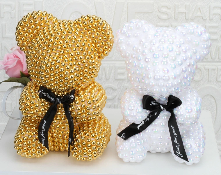 Teddy Bear 25cm Artifical Bear Rose Pearl Bear for Valentine