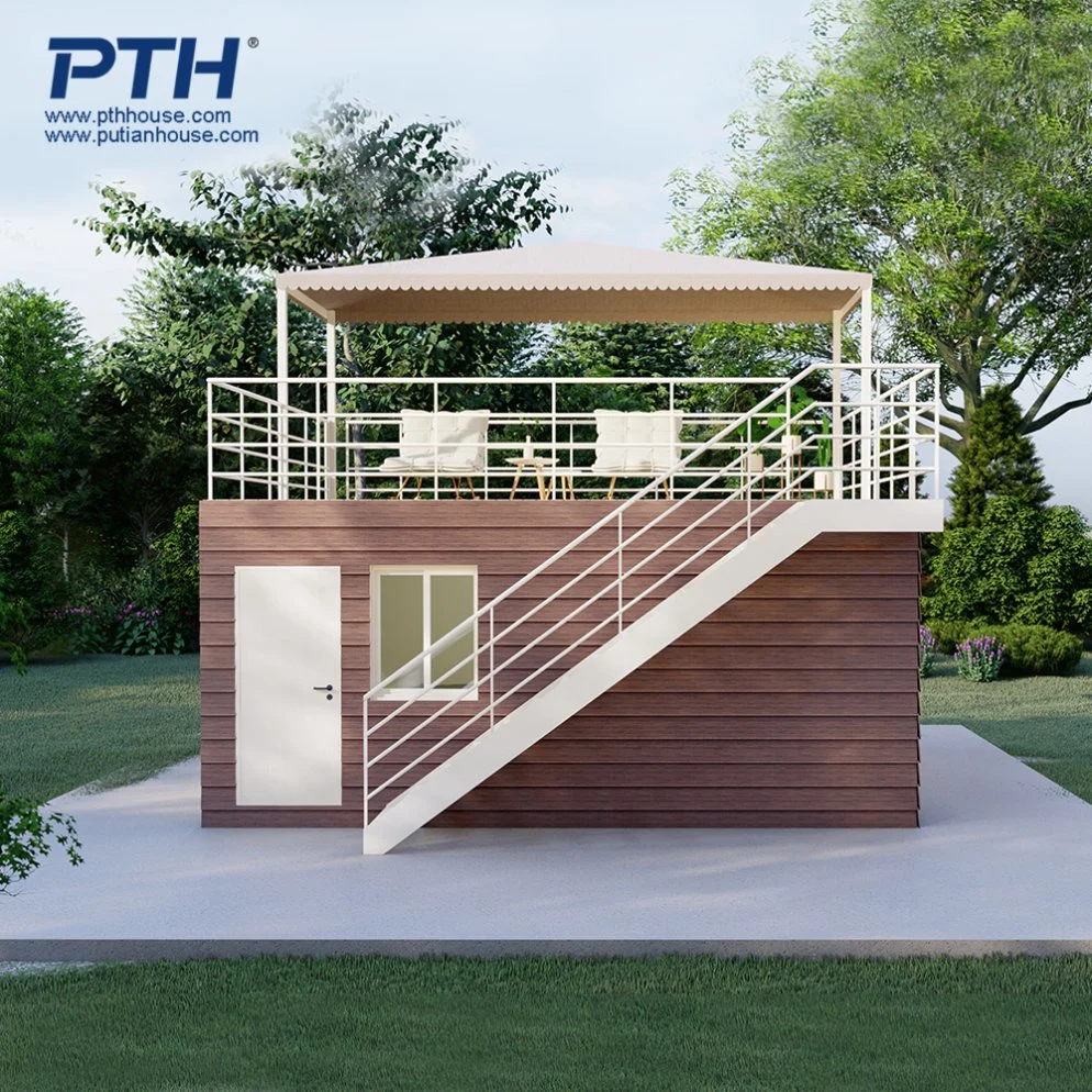 Maison préfabriquée de luxe moderne, maison conteneur portable et modulaire pour vivre dans le jardin.