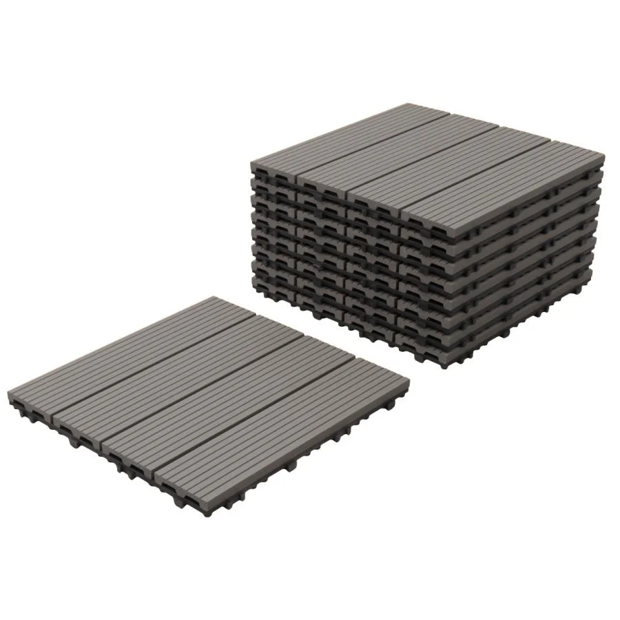 Cheap Price Grooved Stripy DIY Interlocking Wood Plastic Composite Outdoor Deck Tiles