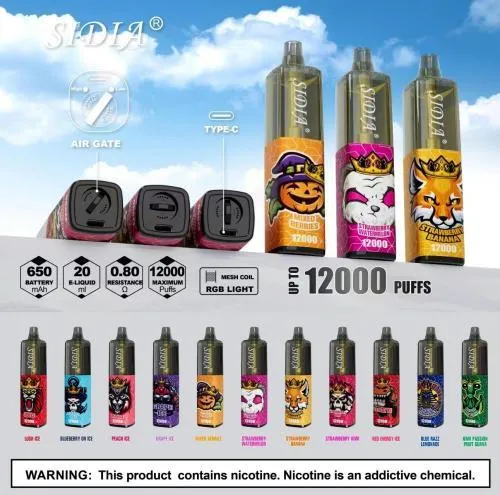 Produit de haute qualité Vente en gros Vape jetable facteur stylo sortie Sidia 12000 Puffsbig succion en gros I Vape Sidia E cigarette