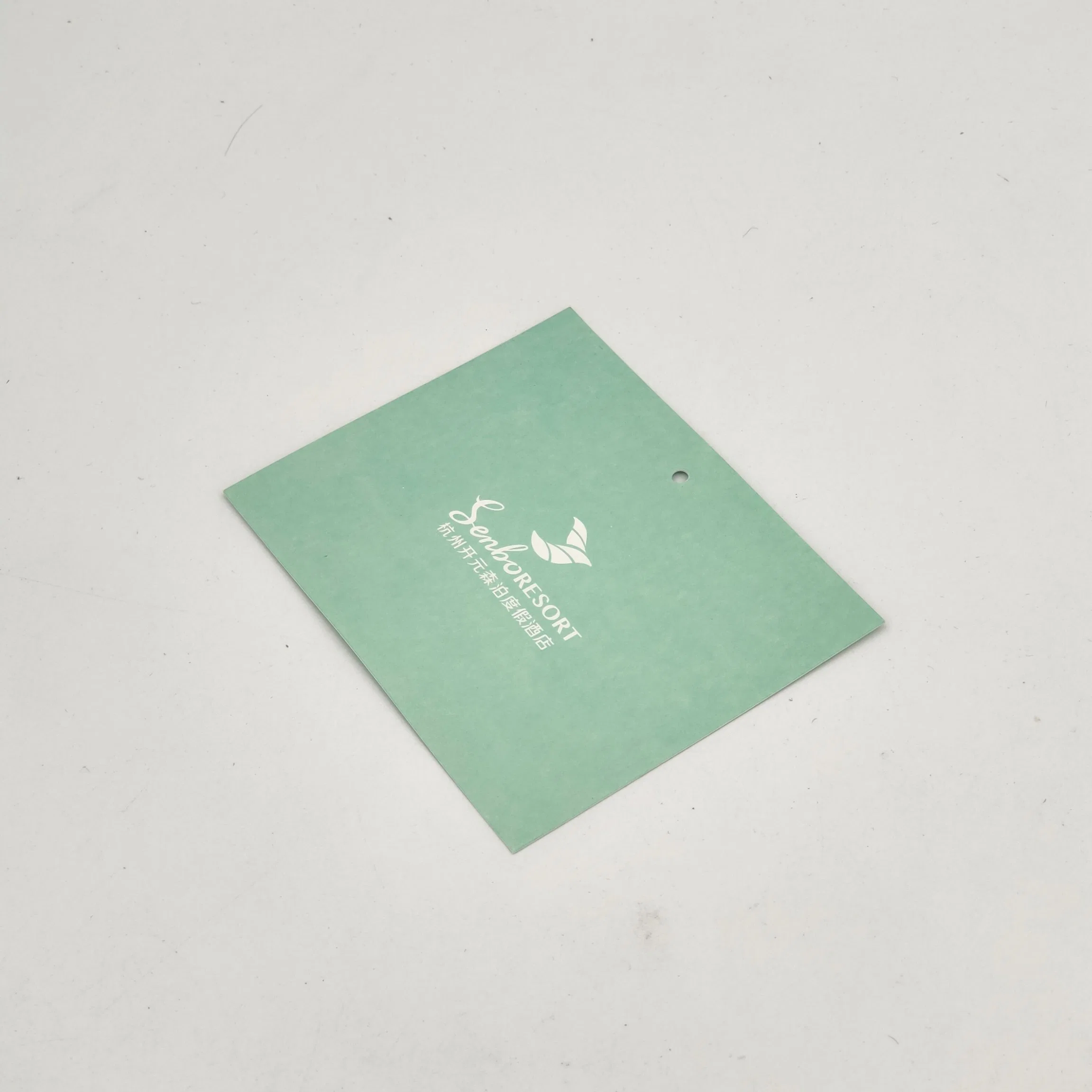 Étiquette de vêtement de couleur verte en papier avec logo personnalisé Carte d'étiquette de produit.