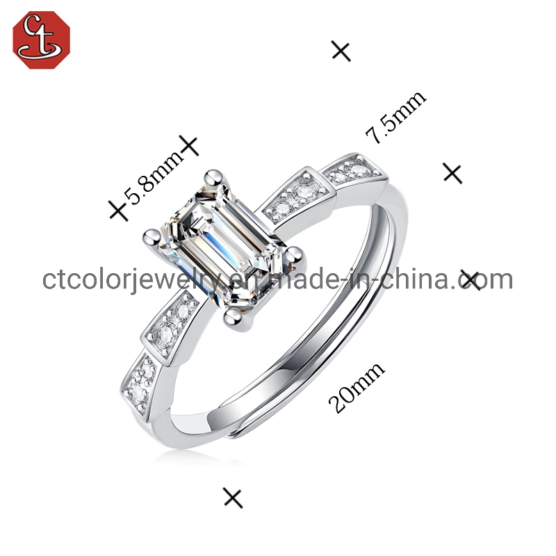 Costume Jewelry Moissanite Diamond Silver Ring Fashion Jewellery for Women