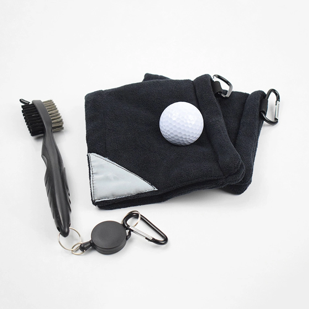 Custom Logo Amphibian Wet and Dry Microfiber Golf Towel Set with Brush Terry Weave