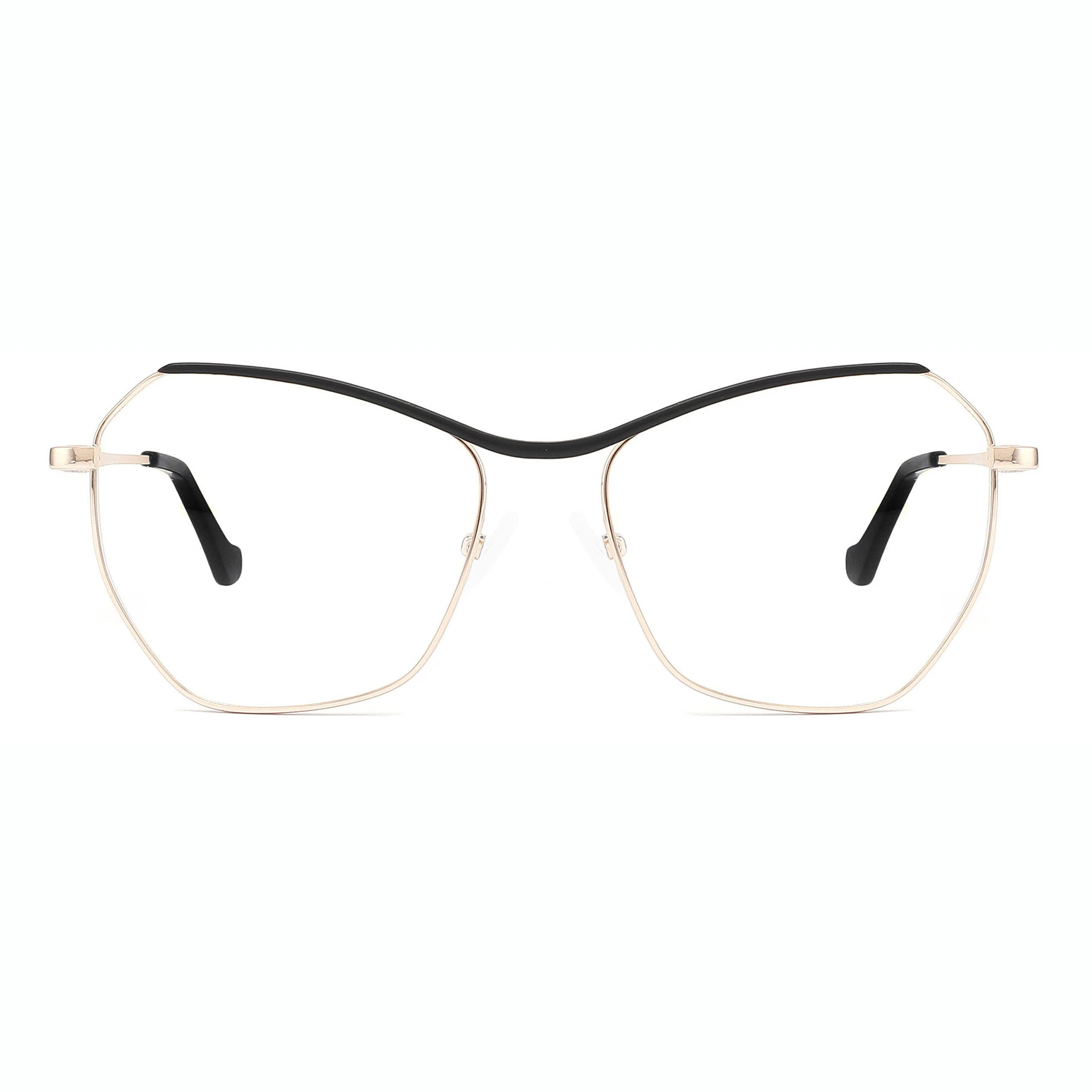 Unique Browline Eyewear Irregular Shape Metal Frame Bicolor Eyeglasses Popular Style Graceful Full Rim Optical Frames