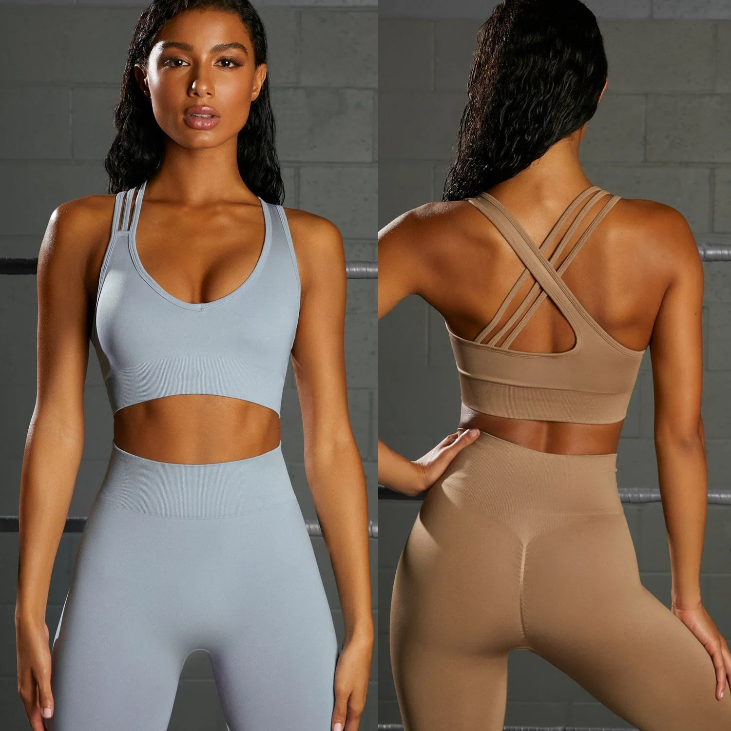 Las mujeres Sporstwear Gimnasio Yoga Yoga transpirable conjunto de sujetador de desgaste