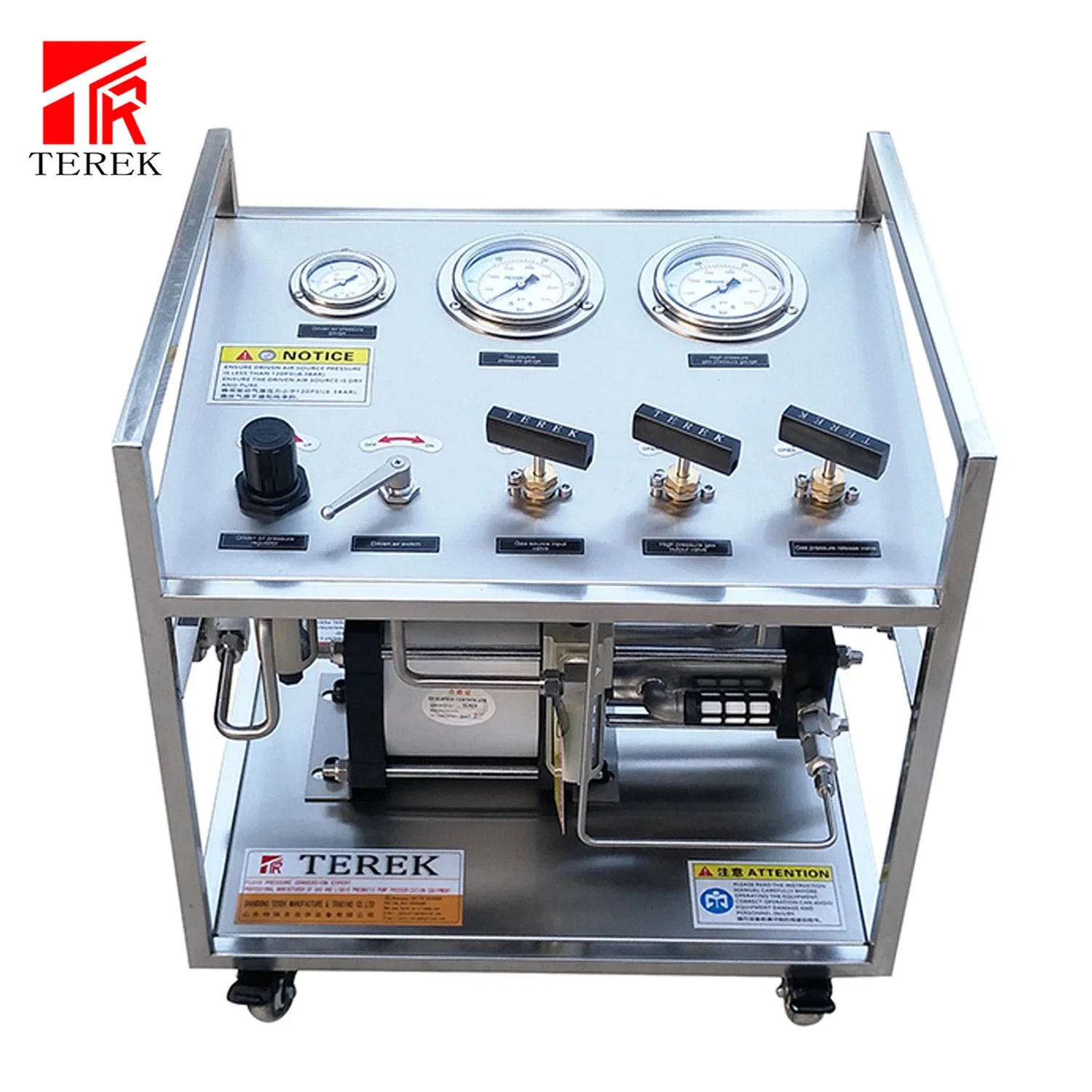 Terek for Gas Transfer and Recycling Pneumatic Piston Pump Pressurized Gas Tester Bench