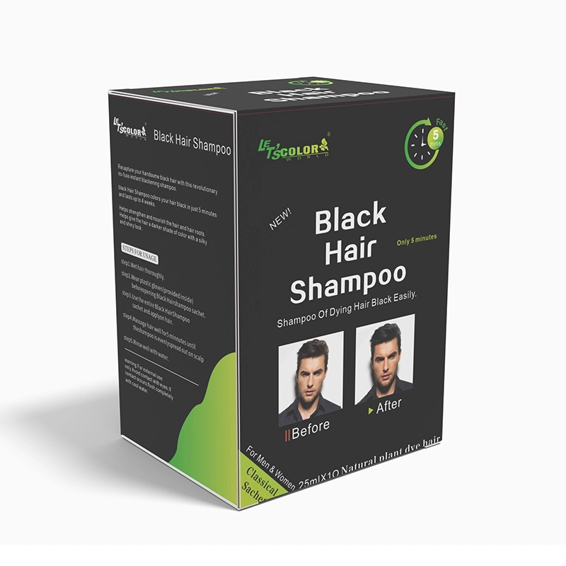 Shampooing couleur cheveux noir 100% couverture des cheveux blancs en 5 minutes