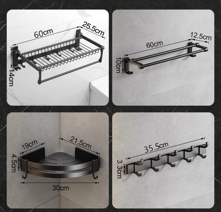 Bathroom Accessories Net Basket Towel Rack Black Hardware Hanging Towel Rack Set