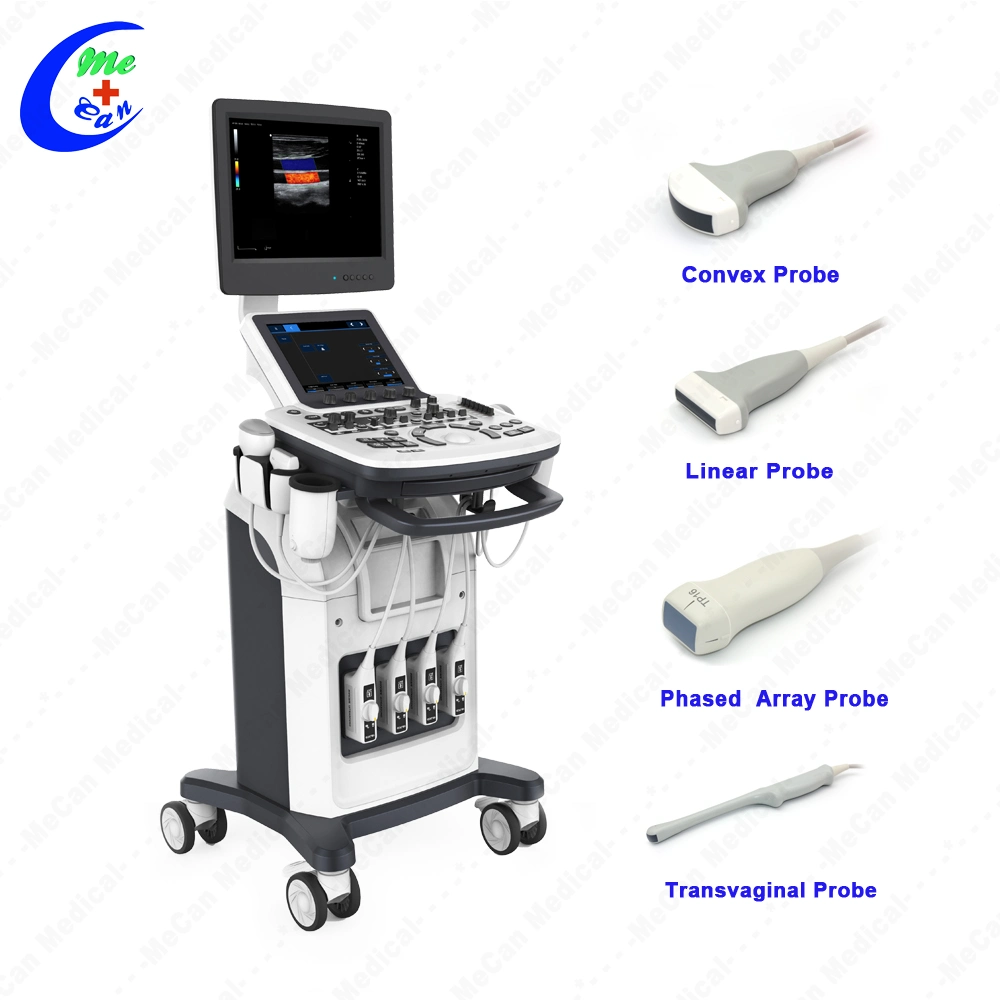 Trolley Ecografo 3D 4D Color Doppler Ultrasound Machine, Digital Cardiac Ultrasound Scanner