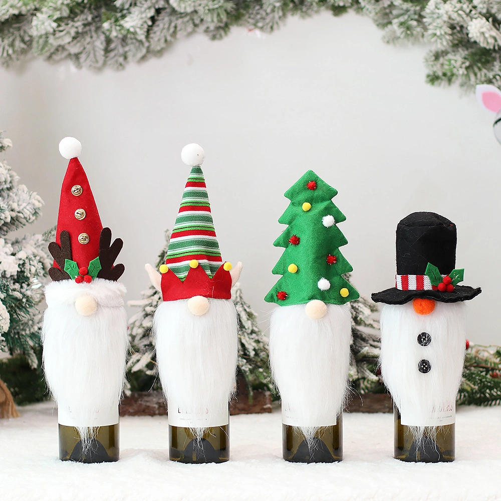 Christmas Tree Wine Bottle Set Rudolph Wine Bottle Cap Kitchen Table Dress up Props