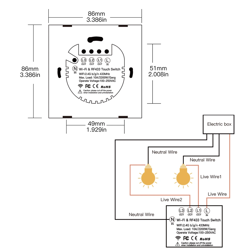 Zigbee 1 módulo de pared blanca tocar el interruptor de luces inteligentes