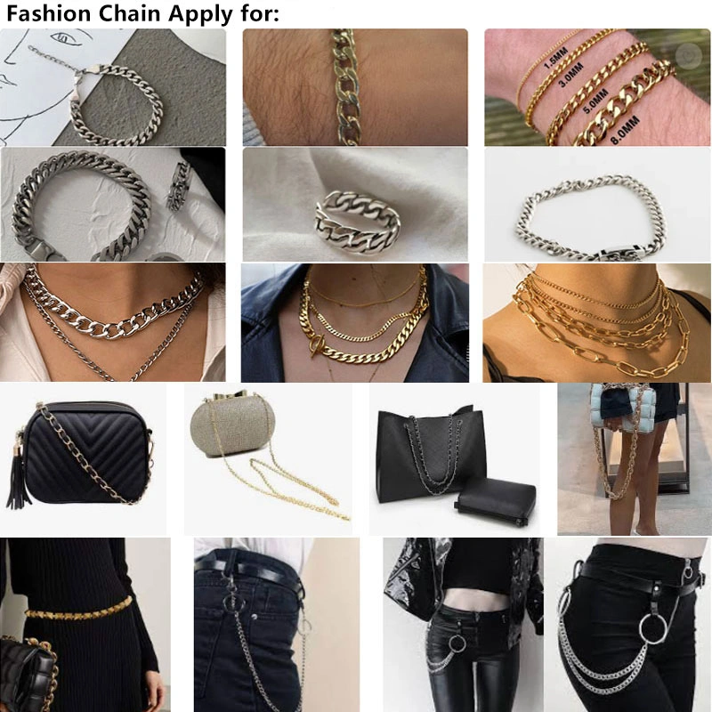 Verschiedene Ketten, Mode-Kette für Handtasche, Metall-Kette für Taschen Griff, Fabrik Versorgung Metall Geldbörse Schultergurt Crossbody Chain H21002