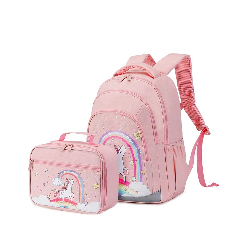 Backpack ODM OEM Wholesale/Supplier Factory Cartoon Printing Nylon Soft Breathable Multi Zipper Wholesale/Supplier Girl School Bag Set