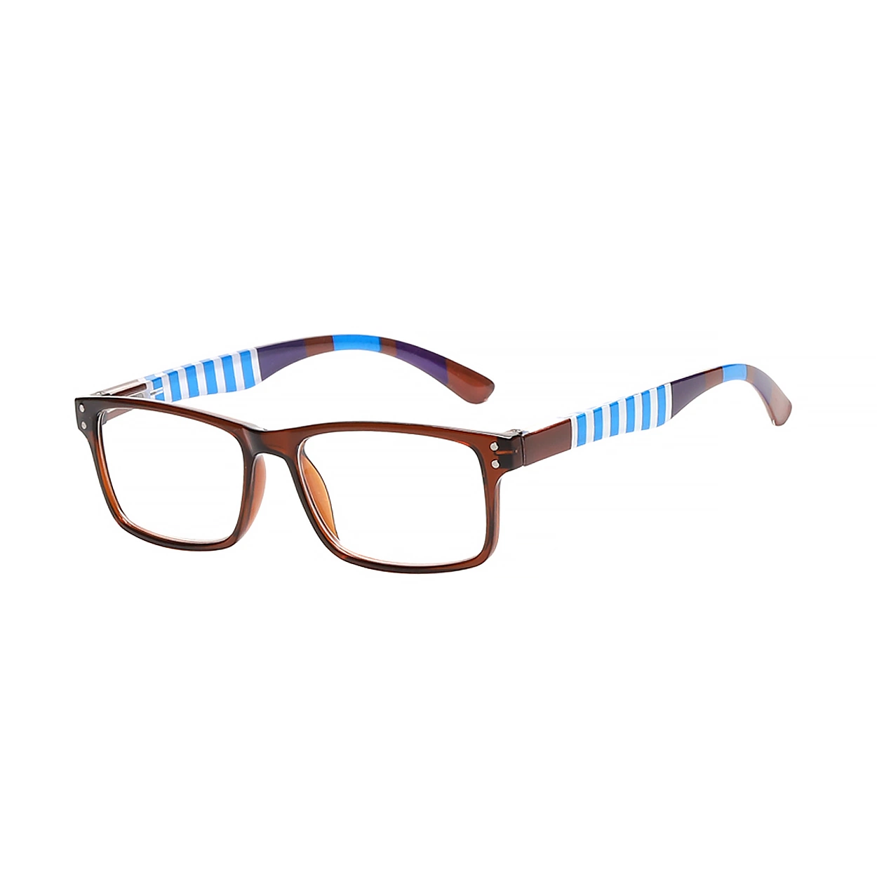 Classic Men Unique Blue Pinstripes Design Temple Blue Shield Reading Glasses