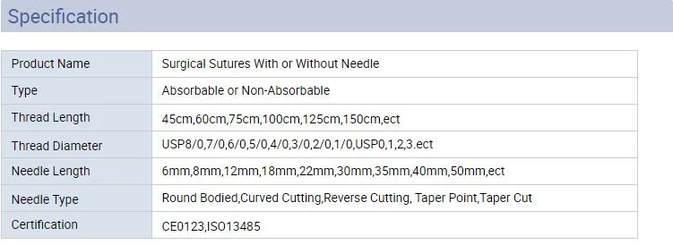 Sutures Absorbable Silk Nylon PGA Vicryl Chromic Pgla with CE ISO