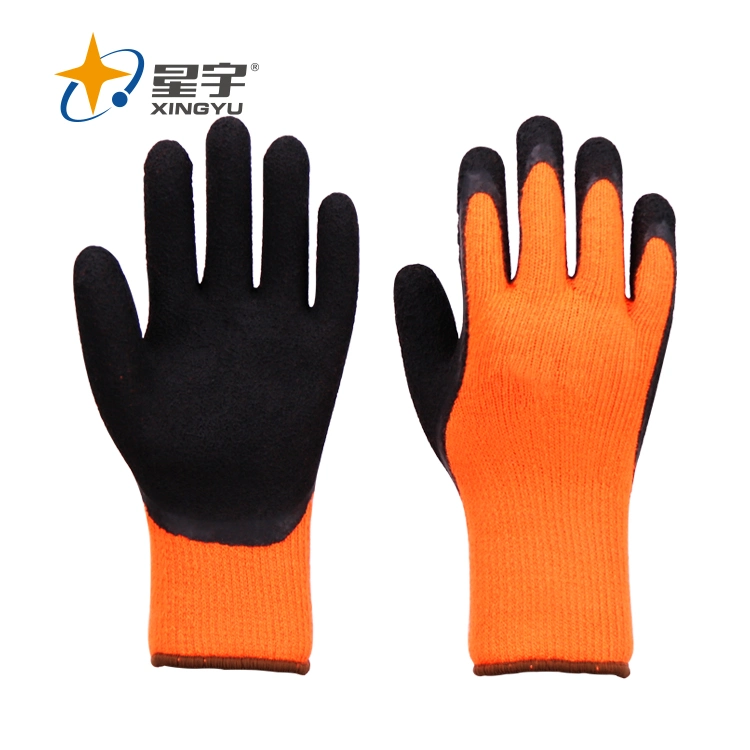 Xingyu Orange Latex Coated Winter Gloves Warm Work Gloves with Best Quantity