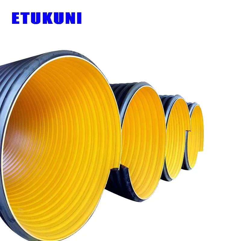 High Rigidity and Strength Stable Performance HDPE Double Wall Corrugated Drain Drainage Pipe with Steel Belt