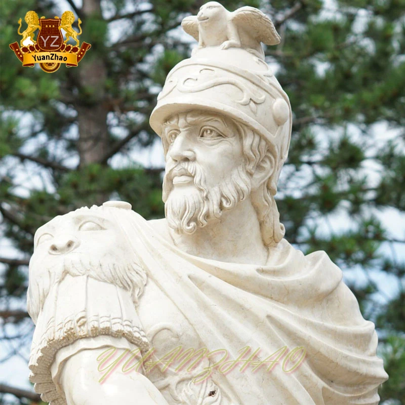 Outdoor Decoration Marble Sculpture Guard Large Size Natural Marble Stone Roman Soldier Marble Sculpture