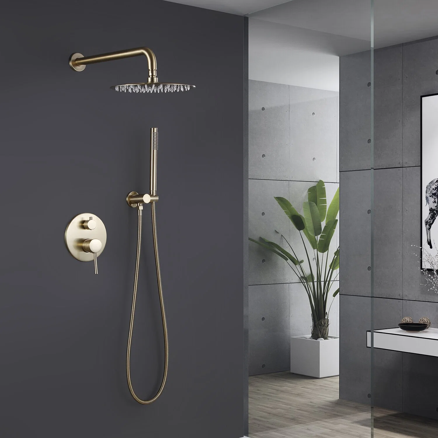 Aquacubic OEM Cupc Gold Wall Mount Bathroom Rainfall Shower System Faucet for Bathroom