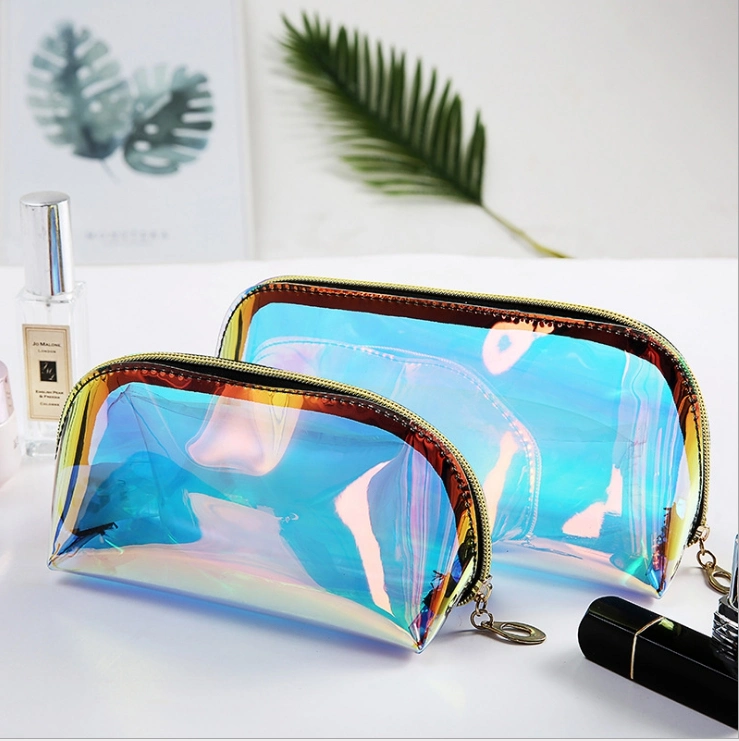 Customized PVC Transparent Cosmetic Bag Customized Colorful Plastic Gift Bag Laser Bag