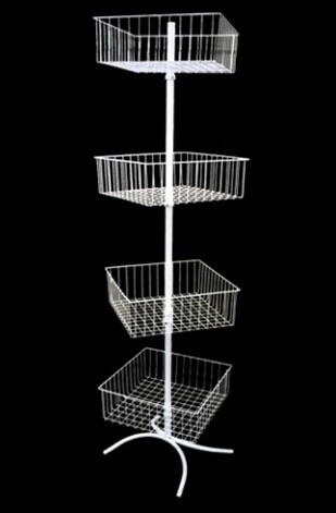 Metal Wire Advertising Supermarket Grid Mesh Vegetable Wine Retail Stand Rack Basket