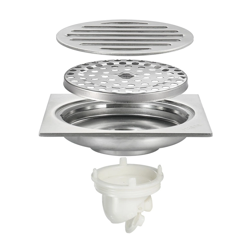 Acier inoxydable brossé de haute qualité des drains : Anti-Odor Core, un design moderne, salle de bains cuisine douche wc Drain de plancher, 100x100mm Taille