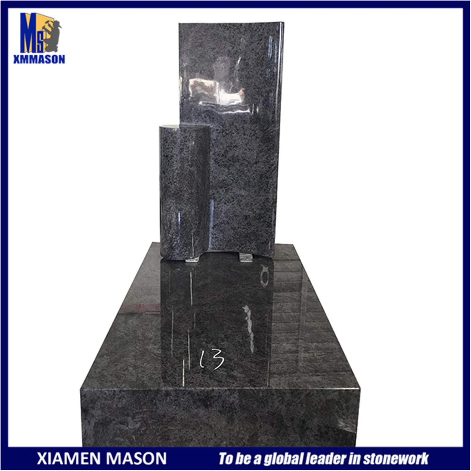 China Supplier Bahama Blue Granite Kerbsets Tombstone with Simple Design