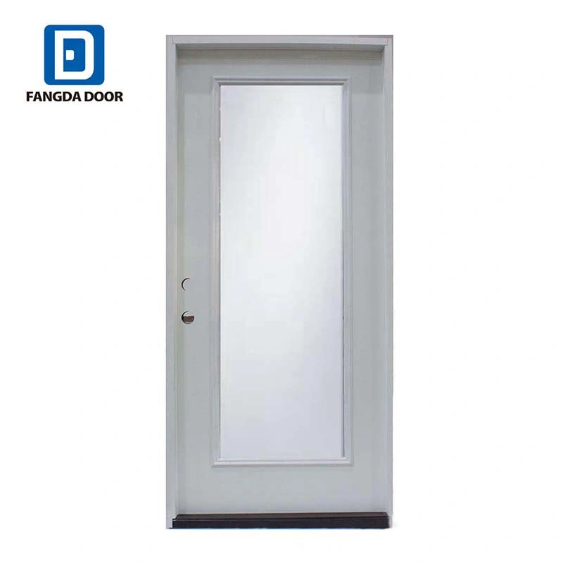 Full Lite Decorative Glass Modern Patio Prehung Front Steel Door