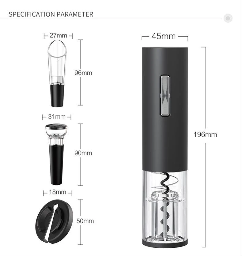 La barra de Cocina Inicio Pourer Tapón de vacío y Sacacorchos eléctrico automático accionado por batería abridor vino con cortador de aluminio