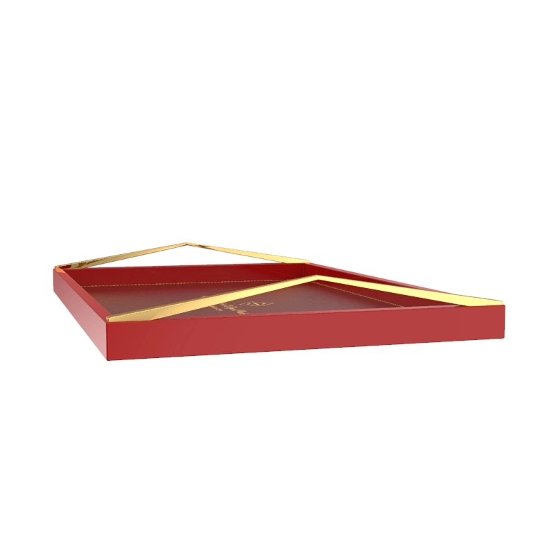 Marron foncé mat de peinture rouge pu plaqués plateau en bois avec poignée Golden Triangle