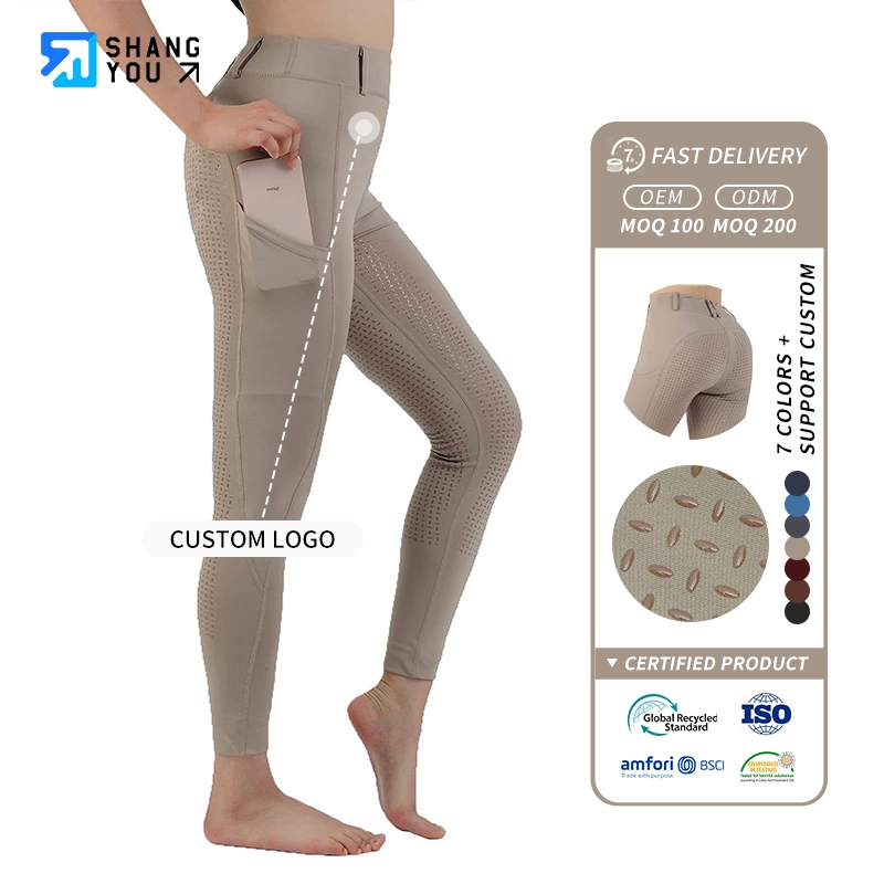 Women's Summer Low-MID Rise Waist Ventilated Bottom Silicon Grip Gym Workout Active Schooling with Pokcet Horse Riding Tights