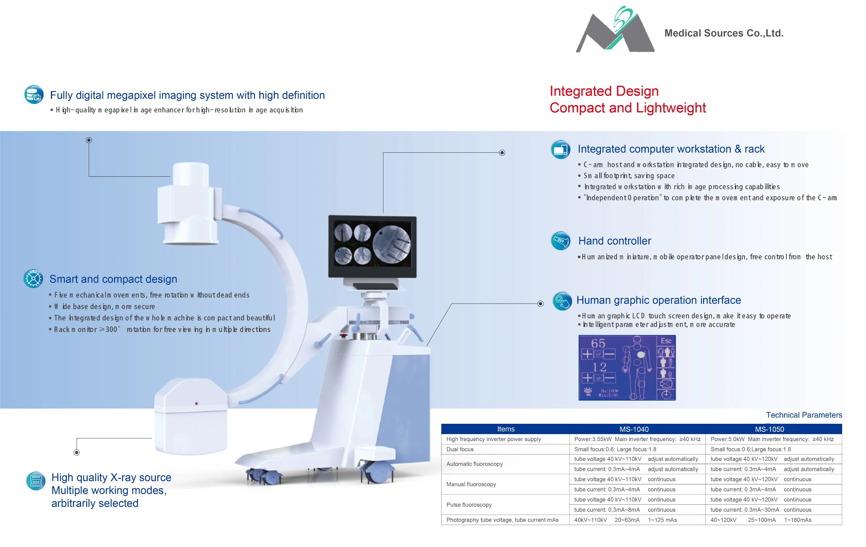 Ms-1050 de rayos X Digital médico quirúrgica del brazo C máquina de rayos X