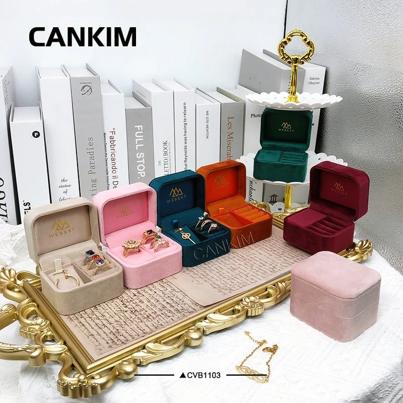 Cankim Custom Fashion Velvet Geschenkbox Velvet Boxen Verpackung Schmuck Samt Box für Ring und Anhänger Halskette